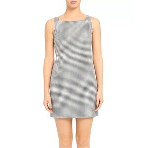 Theory Check Print Square Neck Dress